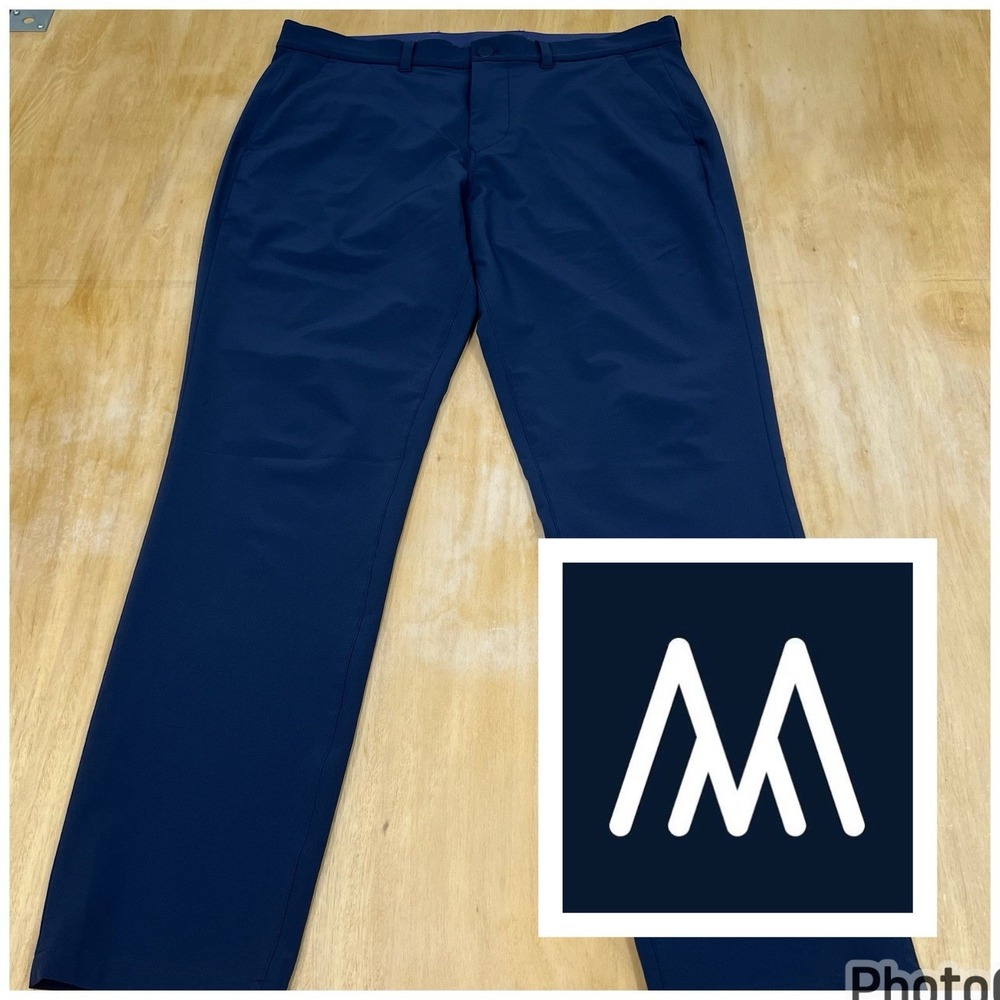 Mizzen Main Helmsman Chino Pants Mens 34x30 Slim Fit Tapered Leg Navy Stretch